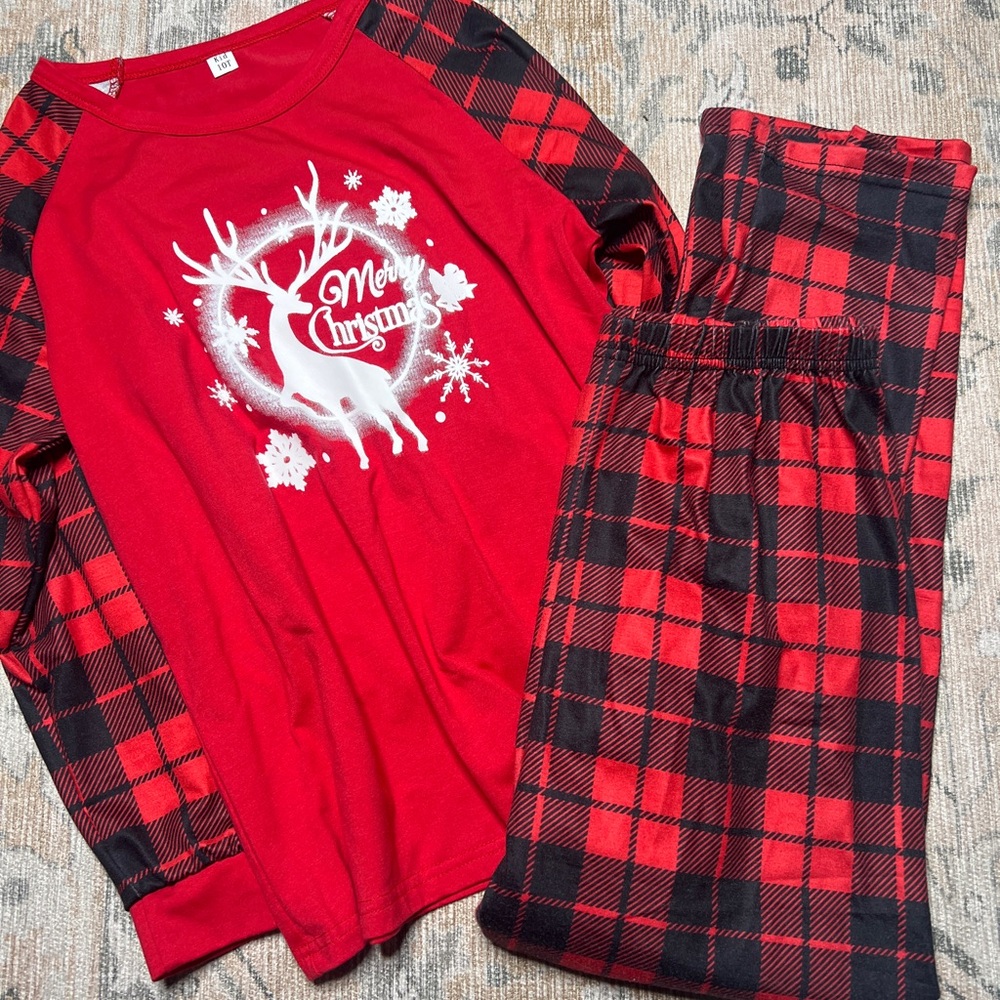 Red and Black Kids Christmas Pajamas